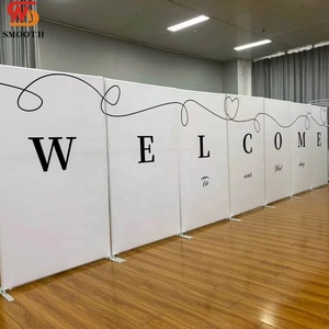 Mur de toile de fond en tissu autoportant, lisse, portable, détachable et modulable pour panneau de bienvenue de mariage - Product Image 2