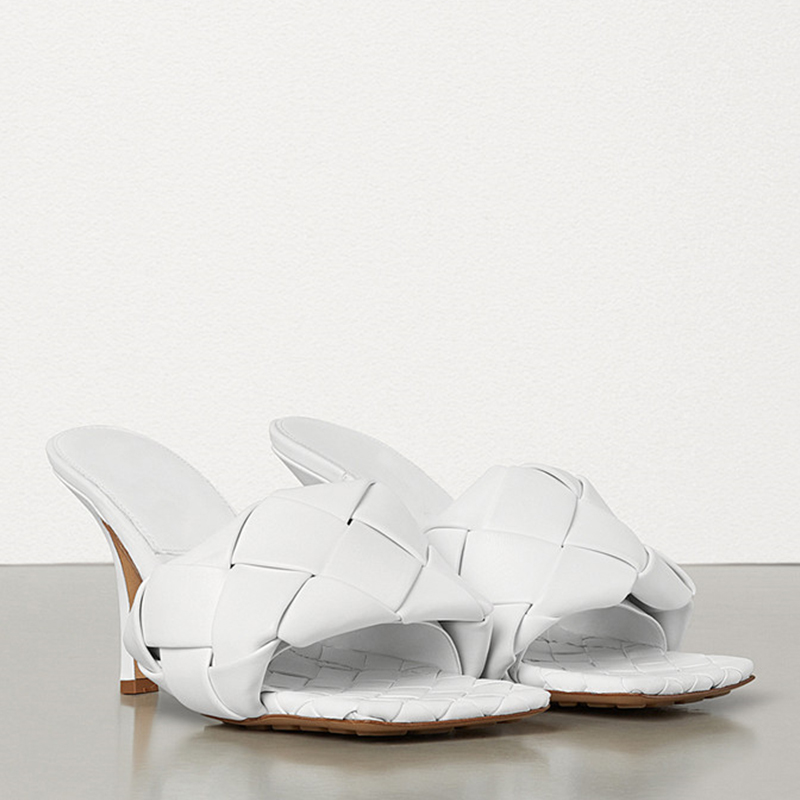 WETKISS/дешевые поставки напрямую от производителя, большие размеры 43 тканый обувь; Сезон лето; Шлепанцы без задника с открытыми пальцами; С квадратным носком; Шлепанцы без задника с открытыми пальцами туфли без задника на высоком каблуке; Шлепанцы без з