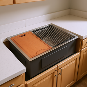 Évier de cuisine encastré en acier inoxydable de calibre 16, 27x19x10 pouces, avec planche à découper et grille - Product Image 2