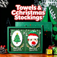 Set Handuk Kotak Hadiah Natal Santa Snowman Pohon Natal Handuk Lipat, Hadiah Liburan untuk Pesta Natal Logo Kustom Tersedia
