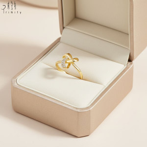 Anillo de la serie Nudo Entrelazado de Hong Kong Fine Jewelry Wholesaler, en oro amarillo macizo de 18 quilates con diamante natural auténtico, para mujer, ideal para regalo. - Product Image 4