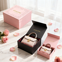 Boîte cadeau rigide en carton rose faite à la main pour sac à main pour femme, emballage en carton avec fermeture magnétique, personnalisable pour la vente au détail