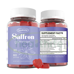 Healthife Saffraansupplement Gummies Saffraan Extract Vitamine B6 <span class=keywords><strong>B12</strong></span> D3 Saffraan Gummies - Product Image 1