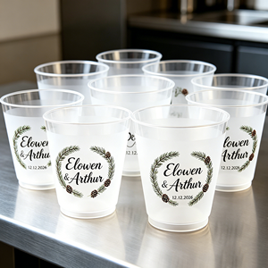 Gobelets en plastique rouge jetables, écologiques, recyclables, sans BPA, de 8 oz, 9 oz et 2 oz, pour la bière et les shots, pour les mariages, les fêtes, les bars, possibilité d'imprimer un nom - Product Image 1