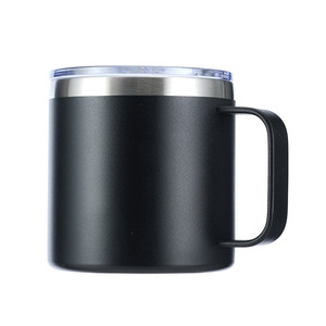 Classic Matte Black 12oz 16oz Stainless Steel Travel Coffee Tumbler with <b>Sliding</b> Lock Lid Handle Leak-Proof Vacuum - Product Image 4