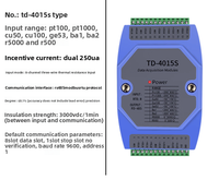 Module d'acquisition de température industriel multi-canaux en plastique avec thermistance Pt100, isolé pour carte Modbus 485 TAIHUA TD-4015S