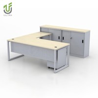 Bureau de direction IULTRA, design moderne minimaliste, durable, modulaire, facile à assembler, respectueux de l'environnement, blanc, 140 cm, en forme de L, pour bureau