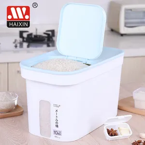 Haixin 10kg גבוהה ערך אורז תיבת PP אורז דלי עם כוס מדידה אורז פלסטיק אחסון מיכל עם מכסה