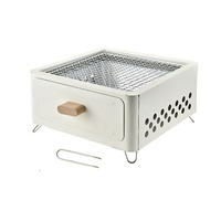 Barbecue de camping carré portable avec brasero à charbon de bois de type tiroir