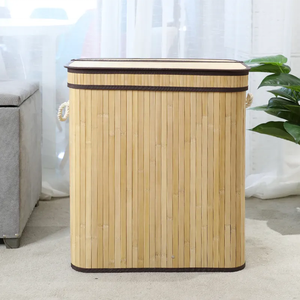 ถังขยะไม้ไผ่พับได้แข็งแรงเป็นมิตรกับสิ่งแวดล้อมพร้อมฝาและด้ามจับสำหรับซักผ้า - Product Image 5