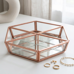 Plateau de rangement en verre pour la maison, idéal pour bijoux, accessoires cosmétiques et décoration - Vente en gros - Product Image 1