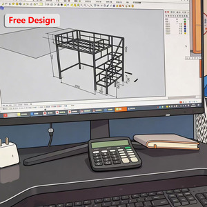 Letto a soppalco moderno durevole con struttura in metallo per configurazioni per camera da letto o appartamento Versatile per uso alberghiero letto <span class=keywords><strong>salvaspazio</strong></span> - Product Image 6