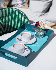 Plateau de service artisanal décoratif de forme personnalisée de qualité commerciale |   Plateau de présentation multifonctionnel pour aliments et boissons pour hôtel et restaurant - Product Image 5