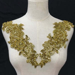 Applique de cristal de perles françaises en paire de strass de perles lourdes blanches pour la couture - Product Image 4