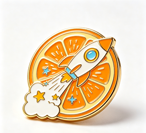 Pin de Solapa Personalizado con Diseño de Cohete, Broche de Metal Chapado en Oro, Insignia Redonda Impresa en Offset para Regalo de Boda o Festivo - Product Image 2