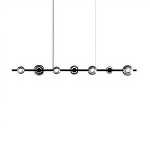 Lustre suspendu de style italien moderne pour restaurant, bar, comptoir, verre de haute qualité, bande LED longue, hauteur réglable - Product Image 1