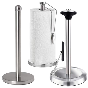 Porte-rouleau <span class=keywords><strong>de</strong></span> <span class=keywords><strong>papier</strong></span> <span class=keywords><strong>toilette</strong></span> et <span class=keywords><strong>de</strong></span> film alimentaire en acier inoxydable 3D, écologique, pour cuisine, sur pied, minimaliste - Product Image 1