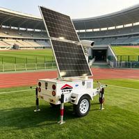 Caméra de sécurité solaire pliable avec 4 batteries 200Ah, mobile, solaire, mât manuel de 6 mètres, pour remorques de sécurité sur les champs pétrolifères