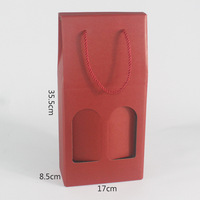 Vente en gros boîtes à vin rouge 2 bouteilles en verre personnalisées carton recyclable boîte d'emballage pour le vin à fenêtre transparente avec poignée