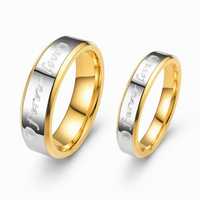 18K Vergoldeter Edelstahl Paarring mit Gravur 'Love Forever' Hochzeitstag Premium Nicht Verblassend