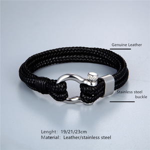 Black Braided Hemp <b>Rope</b> <b>Bracelet</b> Lock Clasp Punk Adjustable Men Fashion Wrist Jewelry Gift For Male - Product Image 5