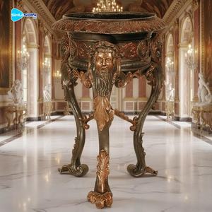 Taburete de Lujo con Cabeza de León de Bronce Europeo, Banco Redondo de Latón Fundido de Estilo Barroco para Decoración de Interiores de Salón Real - Product Image 3