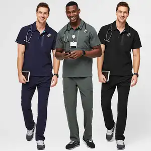 Logo personnalisé polyester rayonne spandex stretch gommages uniformes ensembles infirmière de l'hôpital uniforme médical gommages pour hommes