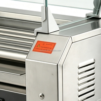 Machine à hot-dogs de table à 5 rouleaux en acier inoxydable, nouvelle, avec boîte à lumière LED, verre trempé, haute productivité