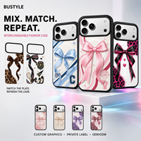 Coque de protection modulaire interchangeable à motif léopard et ruban satiné pour iPhone 18 Pro Max, 17 Pro Max, 16 Pro – Marque privée