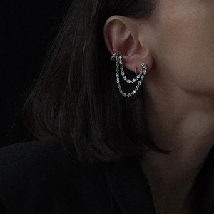 Orecchino a lobo da donna <span class=keywords><strong>con</strong></span> catena, design alla moda, <span class=keywords><strong>con</strong></span> micro pavé di zirconia cubica 5A - Product Image 5