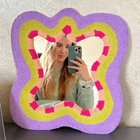 Design à la mode forme personnalisée petite taille miroir tapis tufté à la main miroir tapis pour la décoration intérieure