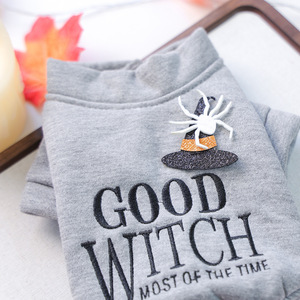 Ropa para Mascotas PETCIRCLE, Sudadera de Halloween con Bordado de Letras de Bruja Buena para Perros Pequeños y Cachorros, Otoño/Invierno - Product Image 4