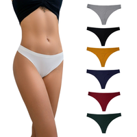 Tangas Sexys de Color Sólido para Mujer, Ropa Interior Transpirable, Sin Costuras, Antiestática y de Secado Rápido, de Spandex/Nailon, de Talle Bajo, Delgadas y Cómodas