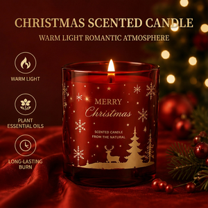Vela Aromática de Navidad en Frasco de Vidrio Rojo, Decoración Navideña, Diseño Clásico, Una Mecha, Regalo de Aromaterapia - Product Image 3
