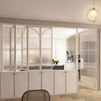 Porte en verre en alliage d'aluminium pliable minimaliste imperméable à l'eau avec ouverture latérale, écran en fibre de verre, pour salle de bain et chambre à coucher
