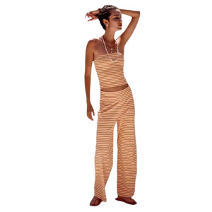 Ensemble haut et pantalon rayés sans bretelles pour femme, style décontracté urbain, tailles SML, style transfrontalier Europe-Amérique - Product Image 5