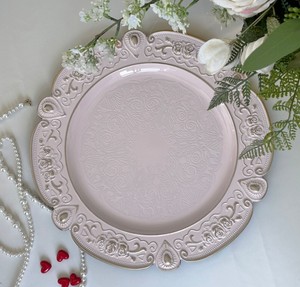 Assiettes de présentation réutilisables en plastique antique argenté blanc <span class=keywords><strong>rose</strong></span> vert pour mariage, fête, dîner, table, 13 pouces, bord fleuri - Product Image 5