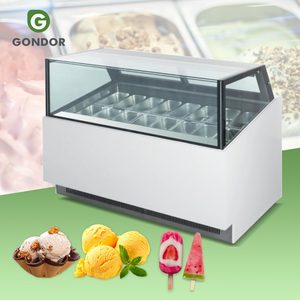 Vitrina expositora de helados y paletas, congelador de 16 bandejas, económica, con cristal curvo, mini vitrina de gelato rígida - Product Image 1