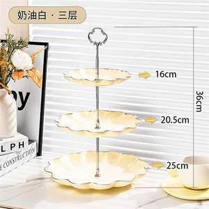 ขาตั้ง<span class=keywords><strong>เค้ก</strong></span>พลาสติก PET เกรดอาหาร ขอบสีทอง ลายคลื่นน้ำ 3 ชั้น สำหรับวางขนมหวาน - Product Image 4