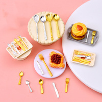 Vaisselle miniature en résine pour maison de poupée, échelle 1:12, mini baguettes, fourchette, cuillère, couteau, accessoires de cuisine pour maison de poupée