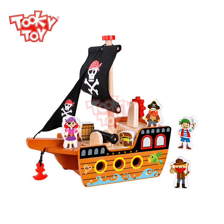 Экологичные Образовательные деревянные игрушечный пиратский корабль