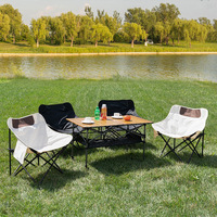 Table de camping pliable portable avec rangement sous la table, hauteur réglable, pour barbecue et pique-nique en extérieur