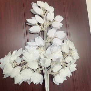 ¡Novedad DE 2017! Decoración de boda blanca de tendencia, hoja de simulación grande, hojas de Banyan blancas de tres ramas - Product Image 6