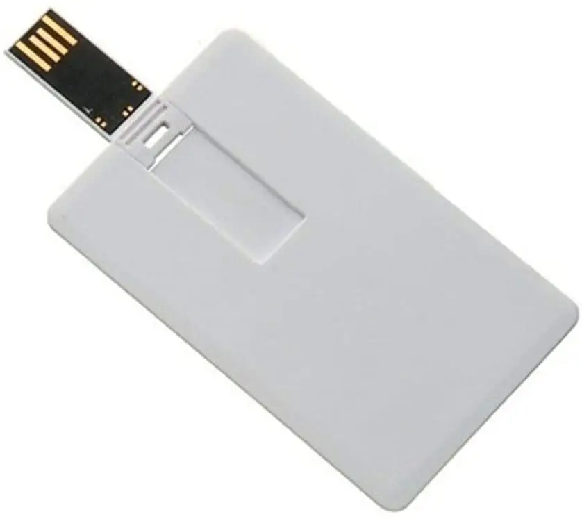 เพนไดรฟ์ USB รูปบัตรเครดิตสีขาวของขวัญส่งเสริมการขาย1กิกะไบต์ถึง64กิกะไบต์นามบัตร USB แฟลชไดรฟ์ขายส่งโลโก้ที่กำหนดเอง