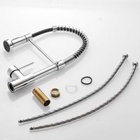 304SUS Gourmet Pull Out Chrome Robinet d'évier de cuisine Mono Trou Mitigeur d'eau chaude et froide à arc élevé