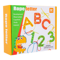 Juguete de Enhebrado de Letras y Números de Madera, Bloques ABC 123 Coloridos, Juego de Ortografía, Regalo Educativo Temprano para el Desarrollo Cognitivo de Niños