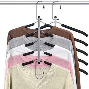 Cintres gain de place 5 couches en métal avec rembourrage en mousse EVA, antidérapants, pour sweat-shirts, chemisiers, manteaux, robes et chemises, organisateur <span class=keywords><strong>multi</strong></span>-chemises - Product Image 1