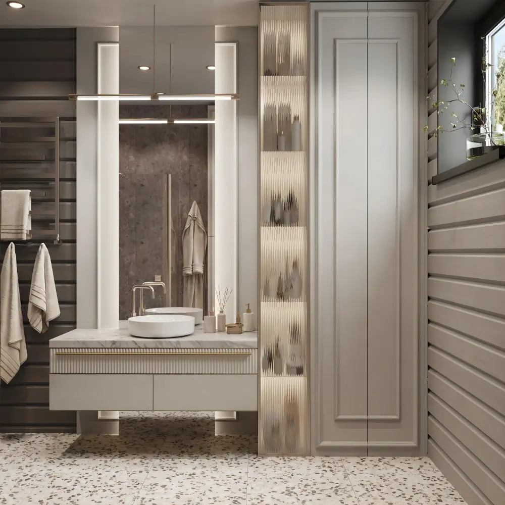 Fabbrica in Pvc specchio mobile bagno bagno vanità marmo europeo pvc moderno a parete mobile da bagno con lavello