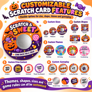Custom Halloween Round Scratch Off Card Die Cut Shape Thick Heavy Cardboard Game Reward Instant Scratch Off Card - Product Image 4