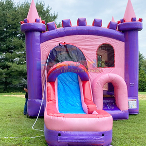 Commercial grade pink outdoor party jumping castle combo <b>inflatable</b> water slide bounce house - Product Image 2